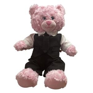 Build-A-Bear Pink Teddy Bear in Business Suit Plush Stuffed Animal Toy‎